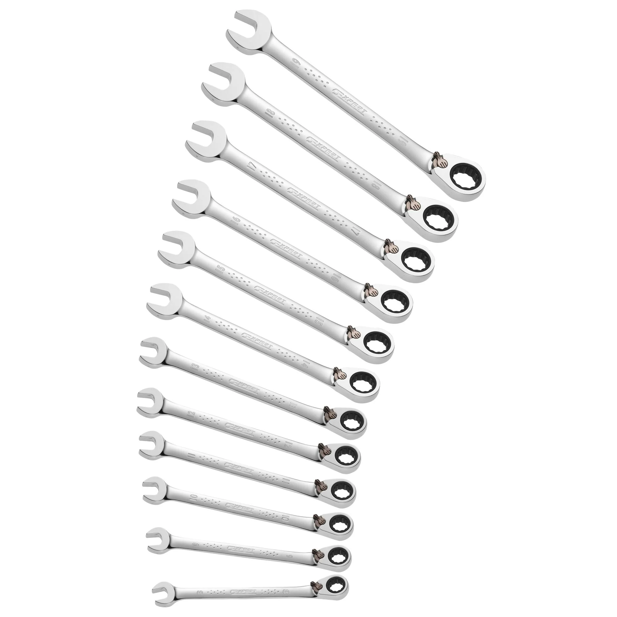 12-PC. Metric Reversible Combination Ratcheting Wrench Set - 12-PT. - Image 3