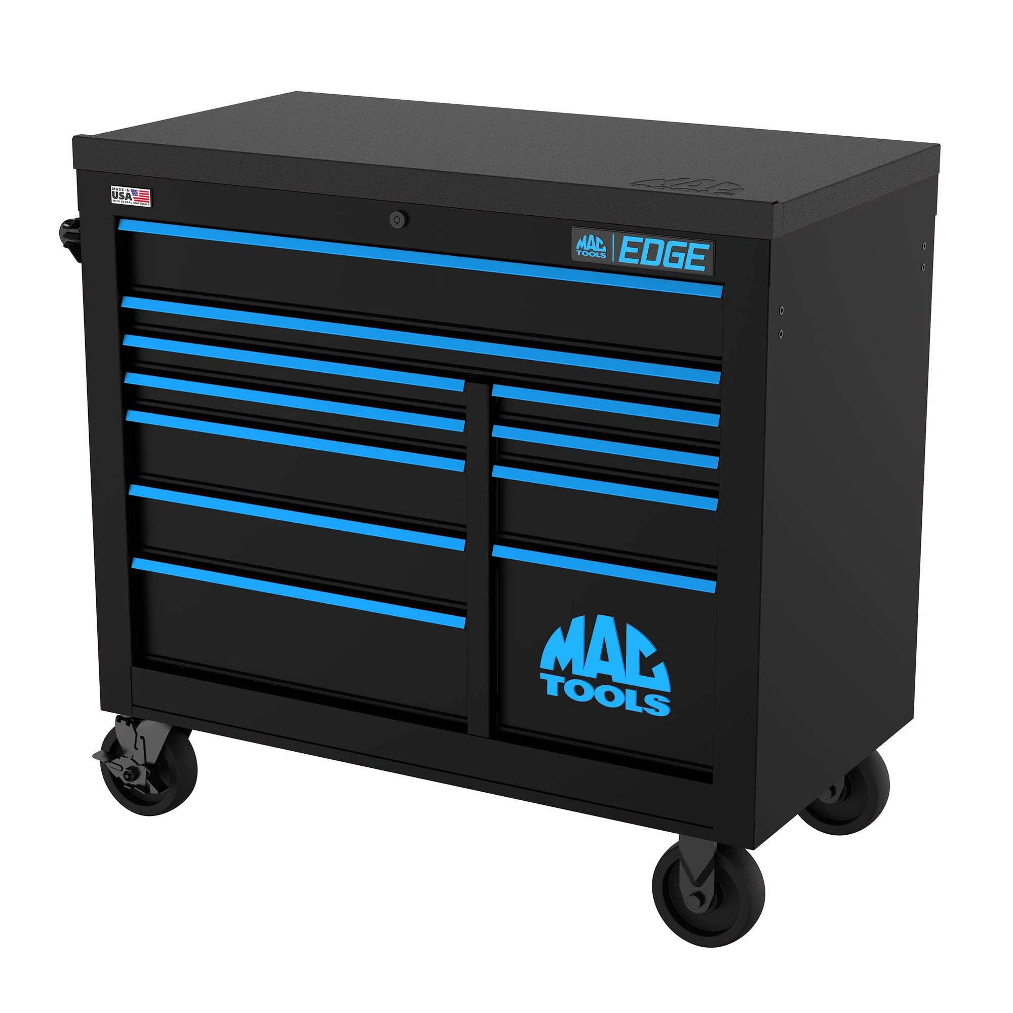 Edge™ 11-Drawer Workstation - Flat Black/Blue Trim