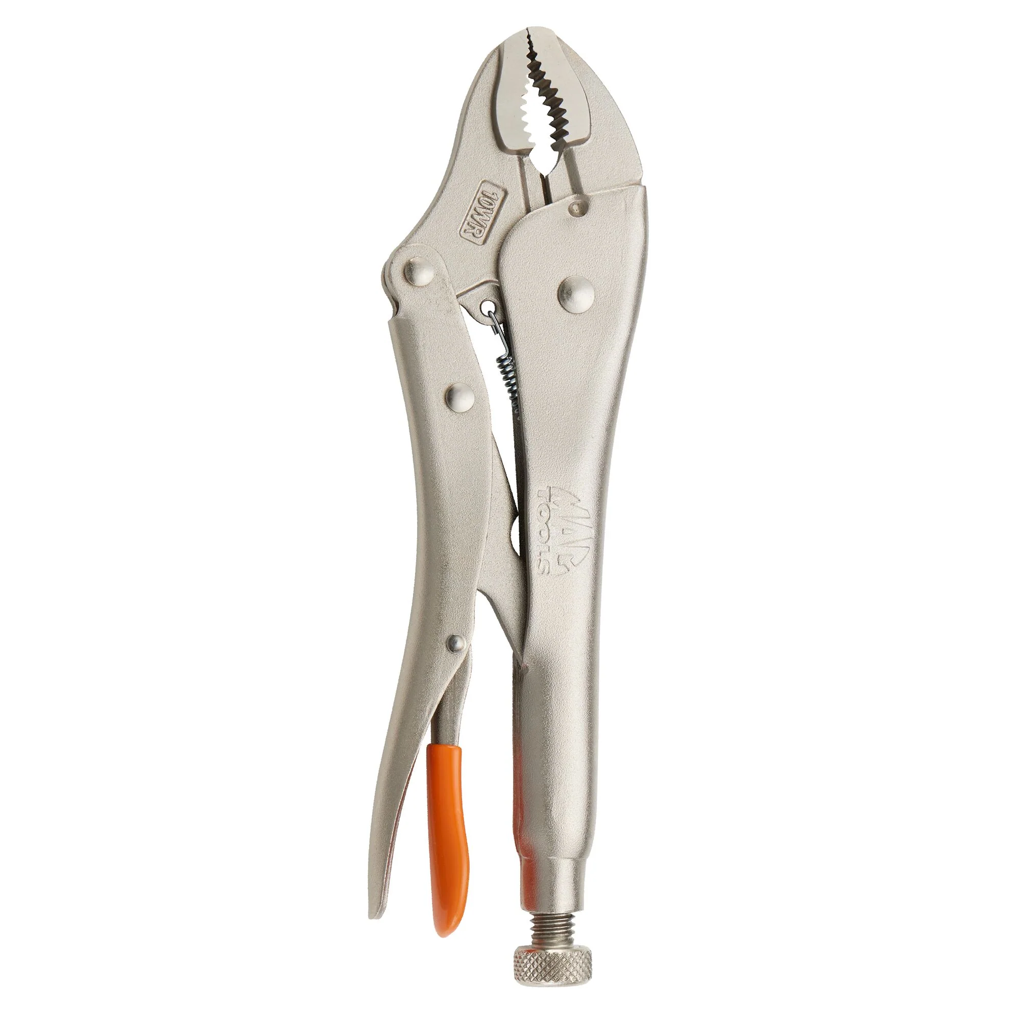 10" Curved Jaw Trigger Release Locking Pliers with Wire Cutter - Orange - Image 5