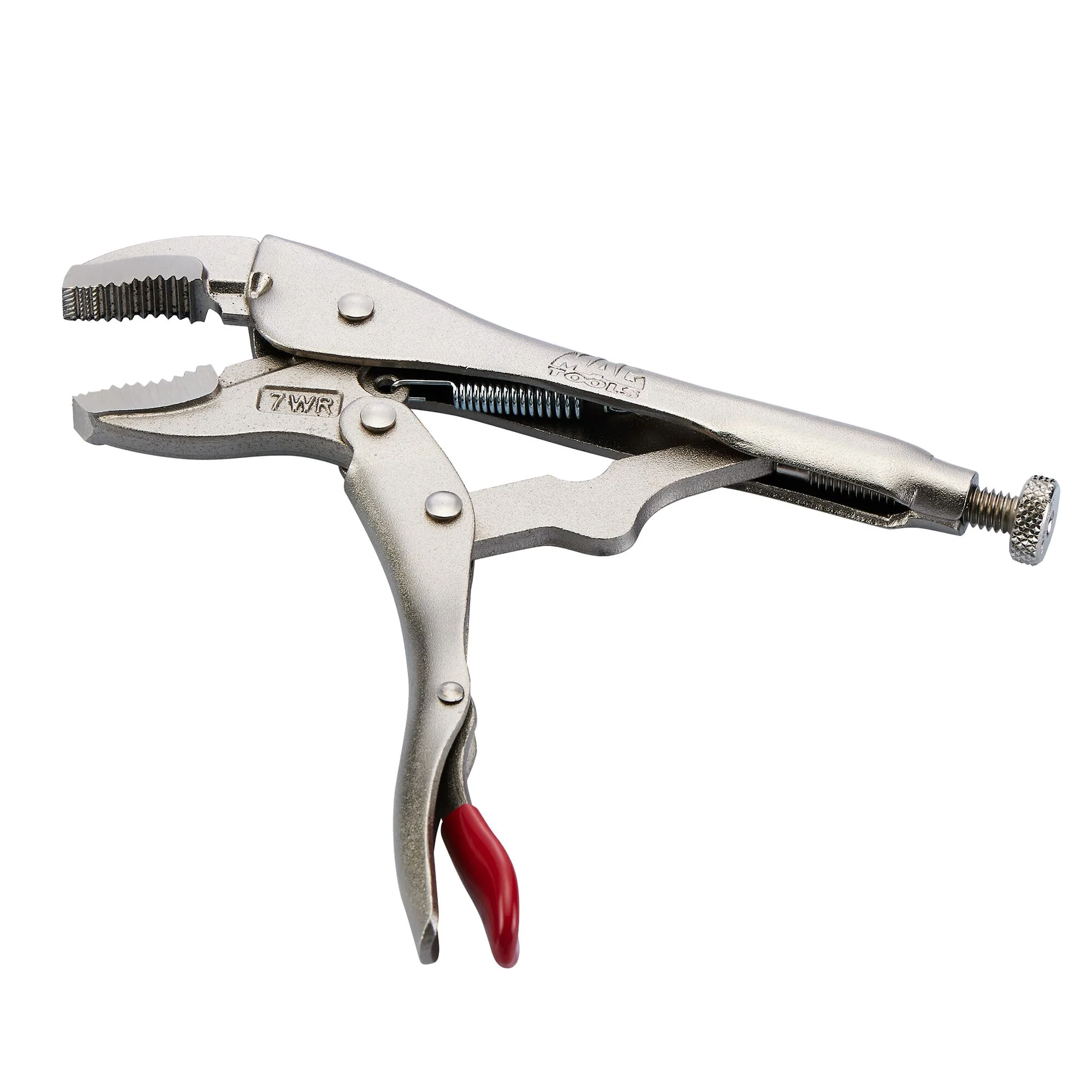 7" Curved Jaw Trigger Release Locking Pliers with Wire Cutter - Red - Image 2