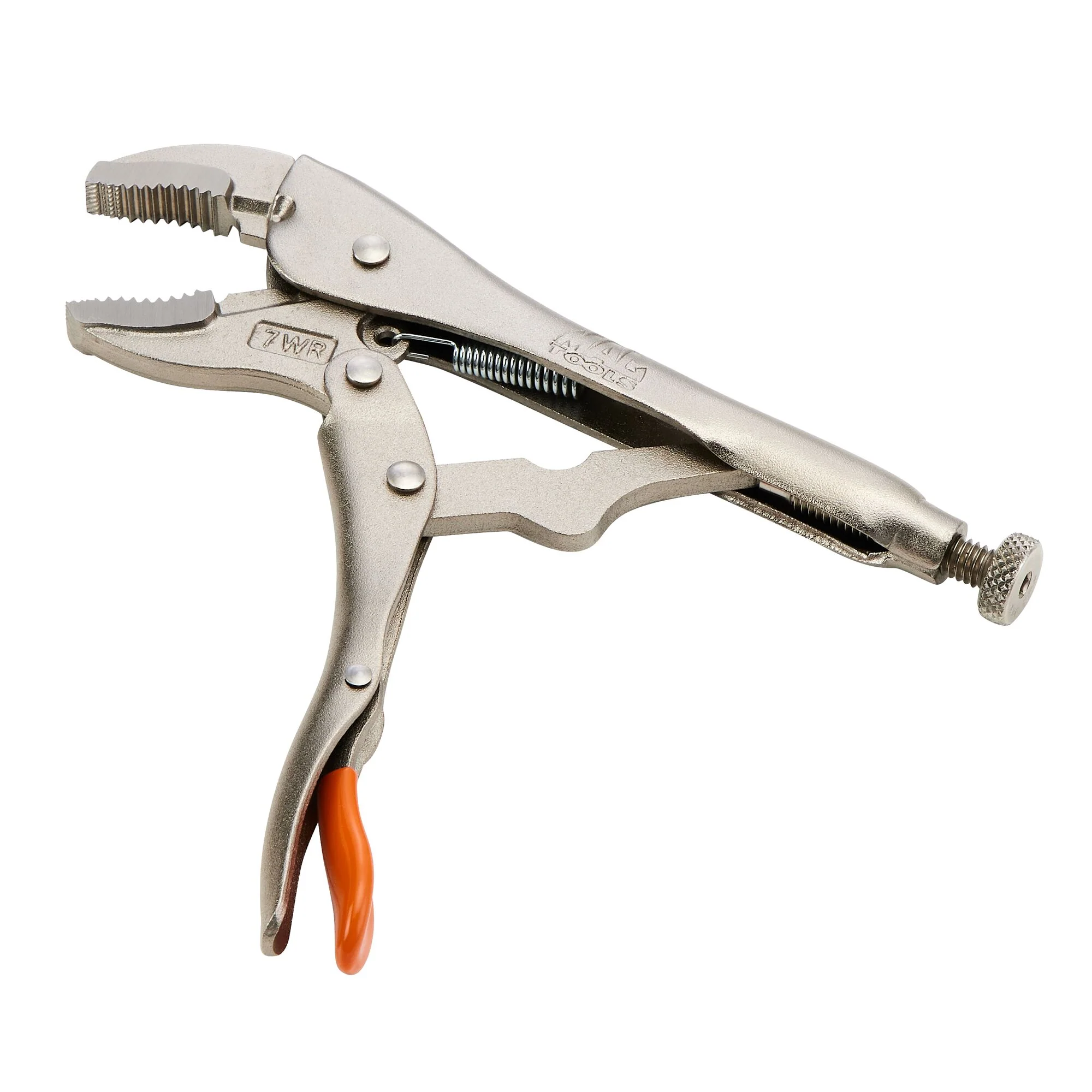 7" Curved Jaw Trigger Release Locking Pliers with Wire Cutter - Orange - Image 2
