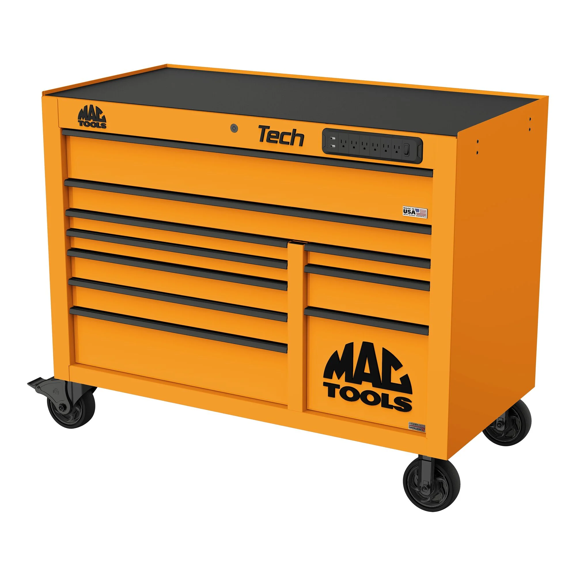 Tech™ Series 10-Drawer Workstation with PowerTech™ Drawer - Fireball Orange - Image 2