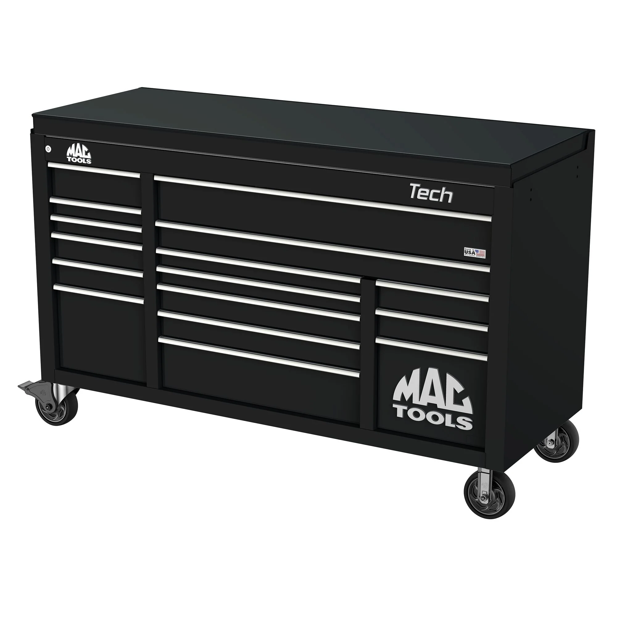 Tech™ Series 16-Drawer Drop Top Workstation - Flat Black