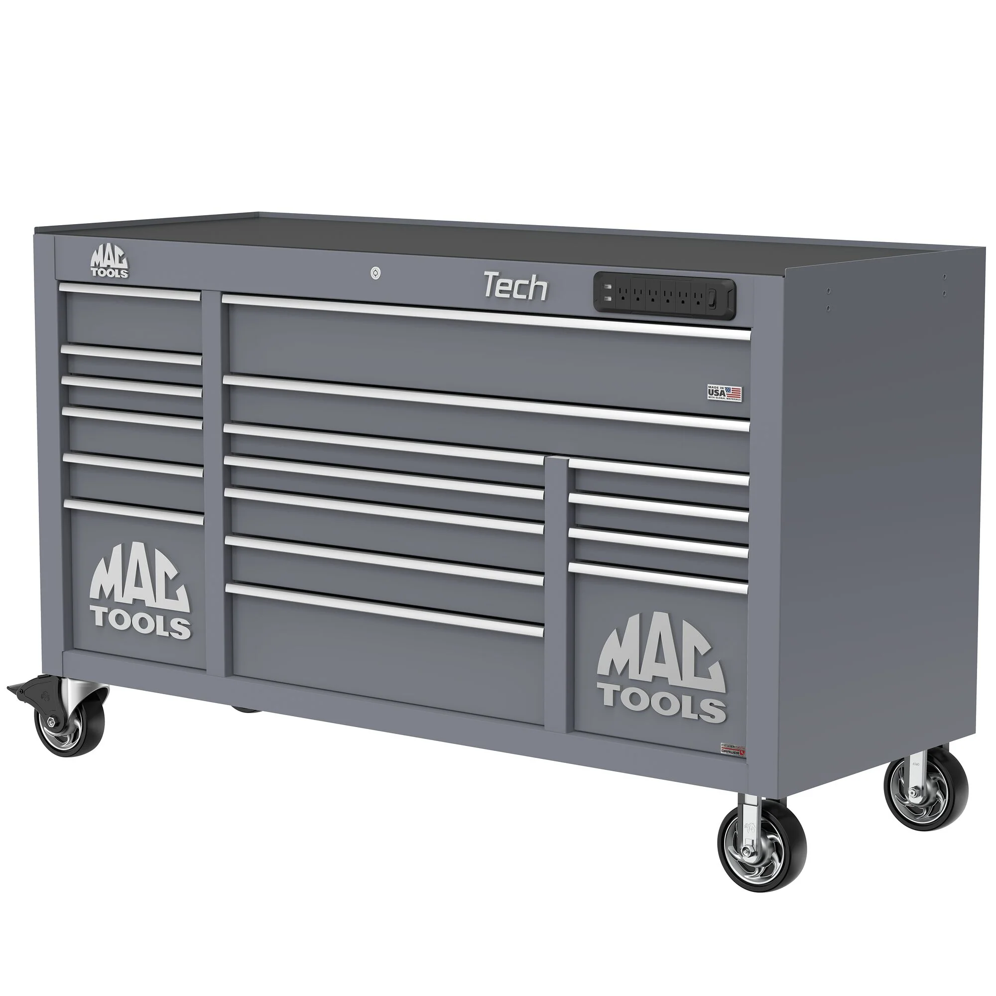 Tech™ Series 16-Drawer Workstation with PowerTech™ Drawer - Carbon Gray