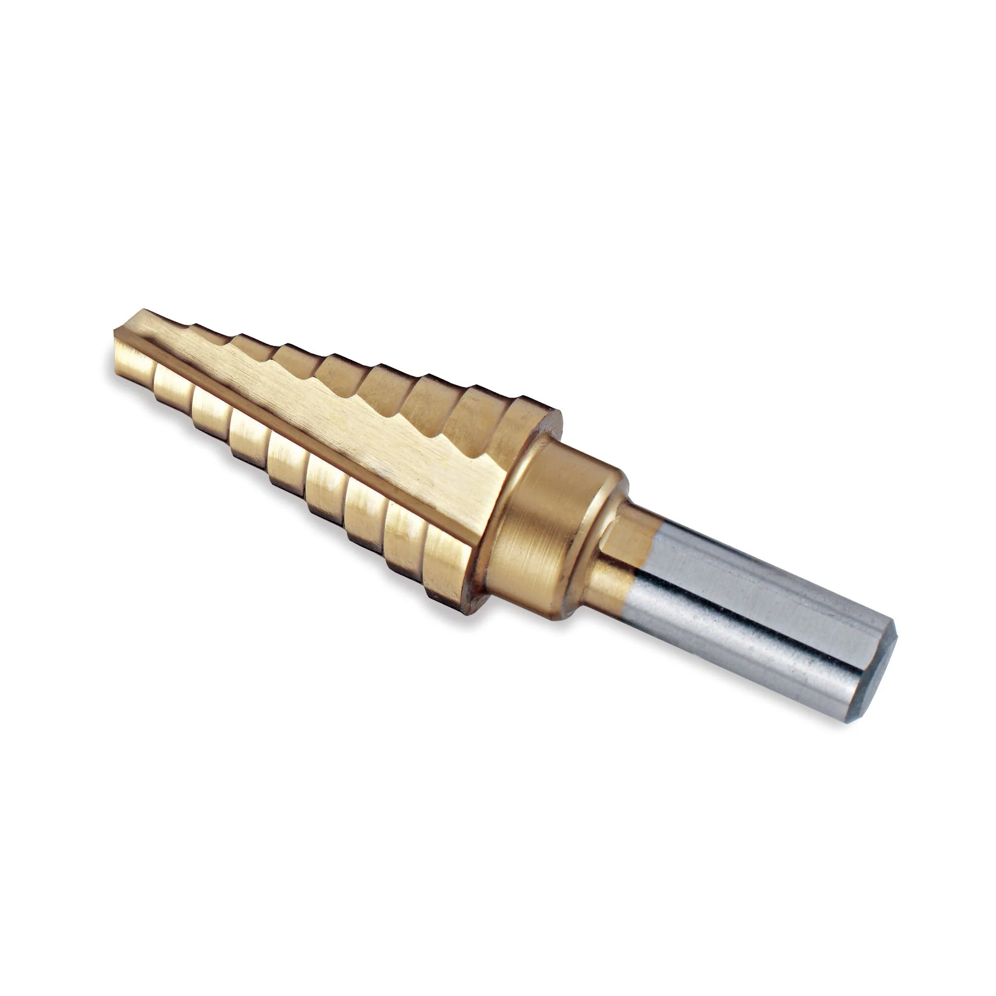 Titanium-Nitride Coated Stepped Drill Bit 1/4" - 3/4" (9 steps)